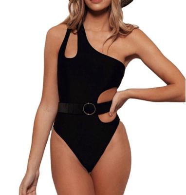 China Wholesale Breathable Apparel New Summer In Lady Black One Shoulder One Piece Swimwear for sale