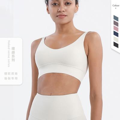 China 2022 Shockproof Back Exercise Breathable Underwear Beauty Diamond Double-Sided Brushed Deep V Pump Yoga Sports Bra Fitness Vest for sale