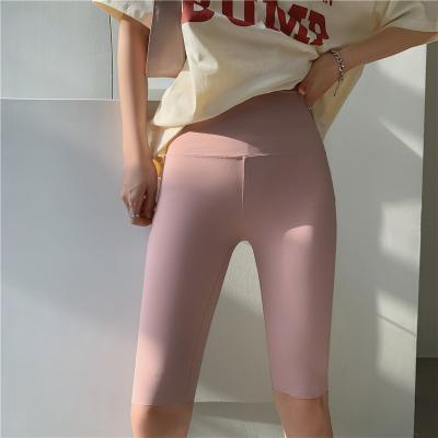 China Women's Clothing Breathable Summer Thin Waist High Tummy-Riding Hips Rising Yoga Shorts Sharkskin Five-Point Leggings for sale