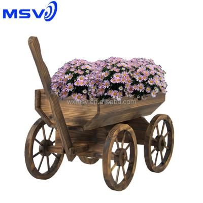 China Wholesale Antique Wheels Flower Planter Wood for sale