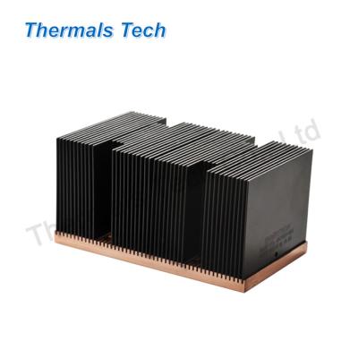 China Heat Sink Custom large square bonding aluminum fin heat sink with 10 mm copper base for sale