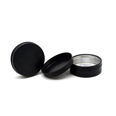 China Cosmetic matte black aluminum jar 30g 50g 60g 100g 150g colored aluminum tin jar for candle tea in stock for sale