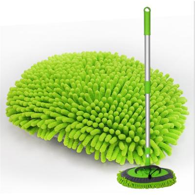 China Auto Maintenance Chenille Microfiber Scrubber Vehicle Cleaner Wash Station Brush Base Broom With Handle for sale