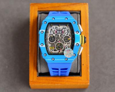 China Water Resistant Carbon Fiber Watch Men Blue Rubber Strap 3ATM Waterproof Luminous Watch Three Small Automatic Mechanical Gifts Wristwatches for sale