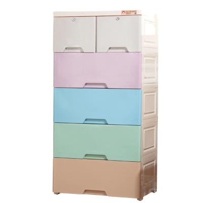 China Stylish And Colorful Multilayer Plastic Stocked Drawer Cabinet for sale