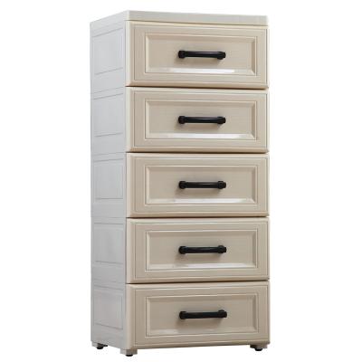 China Sustainable European Bedroom 5 Drawer Wardrobe Tier Baby Plastic Cabinet for sale