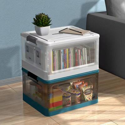 China 2022 New Design Viable Sundries Bins Containers With Lid Organizers Toys Cloth Transparent Clear Household Storage Collapsible Plastic Box for sale