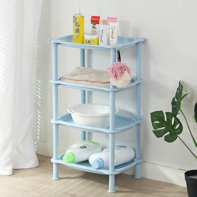 China Widely Use Modern Food Kitchen Rack Bathroom Sundries Storage Plastic Shelf For Home for sale