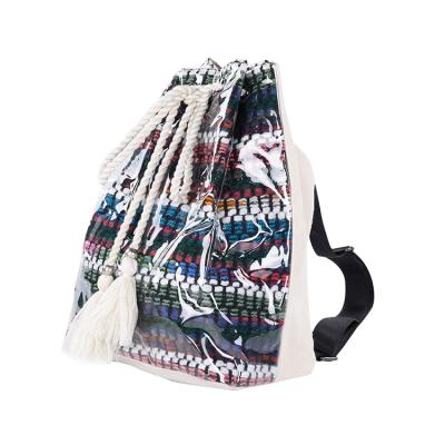 China NO 2021 New Design Ethnic Bags Women Backpacks For Ladies Cotton Fashion Multi String Embroidery Female 11 Inch Soft Handle for sale