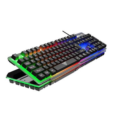 China For Desktop 2022 Cool V4 Pc Color Led Light Rgb Wired Usb Gaming Keyboard And Mouse Bundle For Pc for sale