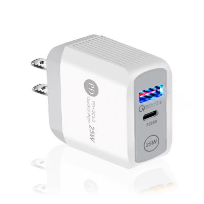 China 25w PD Usb Fast Charger Mobile Charging 3.0 Fast Charging Type C PD 2 Port Usb Fast Charging Charger With QC 3.0 Phone Charger for sale