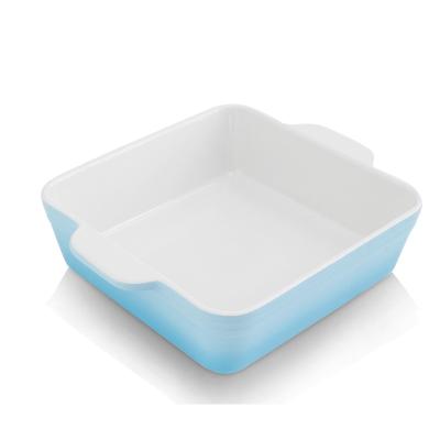 China Best Selling Viable Ceramic Bakeware Pan Double-Deck For Cooking RTS Square Baking Dish Color Gradient for sale