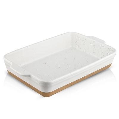 China Viable Durable Material Ceramic Rectangular Baking Dish Pan With Non Silp Coating Bakeware For Sale for sale