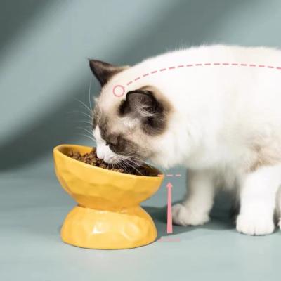 China Sustainable Popular Stable Raised Holder Ceramic Cat Food Bowl For Cats Design And Small Dogs Pet Supplies for sale