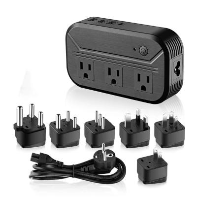 China 110V Voltage Easy Install Universal Travel 220V Adapter with 6A 4-Port USB Charging 3A and UK/AU/US/EU Worldwide Plug Adapter for sale