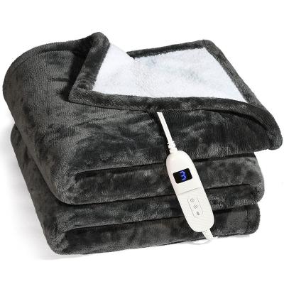 China Overheat Protection Extremely Soft and Comfortable Quick Heating Electric Throw Blanket with Hand Controller 10 Heating Setting Heated Blanket for sale