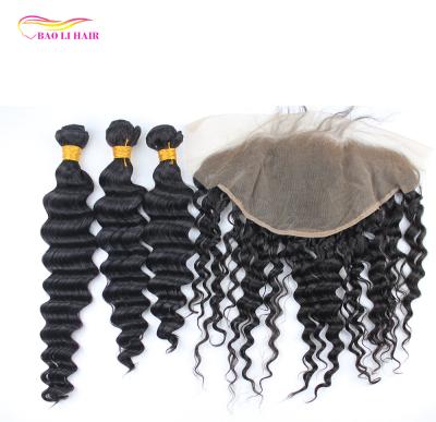 China 13x6 Deep Wave Virgin Human Hair Prcent Deep Ear To Ear Lace Frontal Bundles With Lace for sale