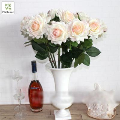 China High Quality Rose Flowers Real Touch Silk Wholesale Home Party Wedding Decoration Big Artificial Latex Coated Champagne Rose for sale