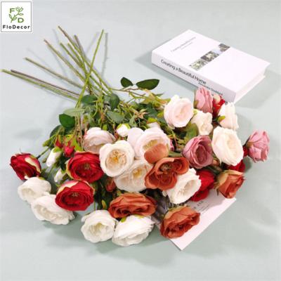 China Wholesale Artificial Party Wedding Rose Peony Flower China Silk Fabric Autumn Theme Wedding Decoration Flower Layout for sale