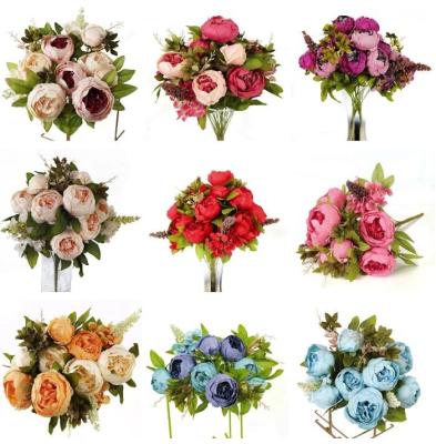 China Peony Home Wedding Rose Flowers Wedding Party Home Decor Vintage Peony Decoration Bouquet Fake Artificial Silk Flowers Bouquet for sale