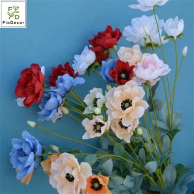 China Wholesale 9 Heads Artificial Silk Anemone Flower Home Wedding Stage Decoration Party Showroom Home.Restaurant.Bar.Hotel.Wedding for sale