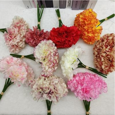 China Silk Tissue Carnation Party Flower Bouquet Group Artificial Mother's Day Decoration Gift for sale