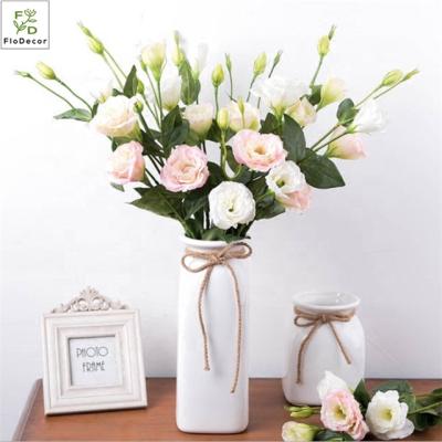 China Wholesale Party Wedding Hotel 4 Heads Cheap Artificial Silk Eustoma Flowers For Wedding Party Home Decoration for sale