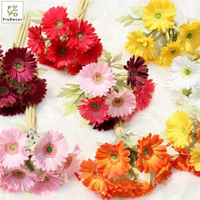 China High Quality Artificial Gerbera Daisy Flower Bouquet Real Touch PU Wedding Party Home Decoration For Flower Wedding Home Decoration Table Centerpiece for sale