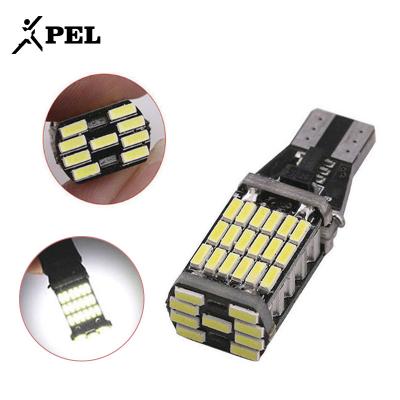 China Universal T15 car pel factory price park light 4014 45SMD t10 led canbus interior light no errors reversing light cars accessories led bulb for sale