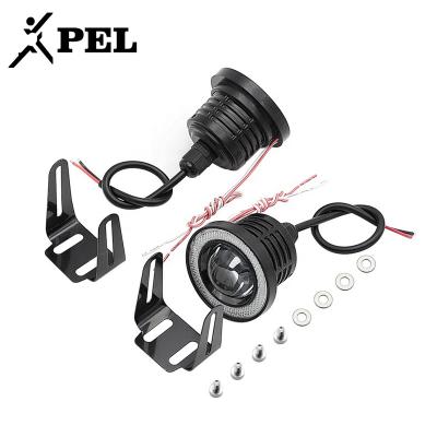 China Automobile 12V DRL plastic universal pel car LED fog light lamp 64mm 76mm 89mm driving bulb with Angel Eyes lens for sale