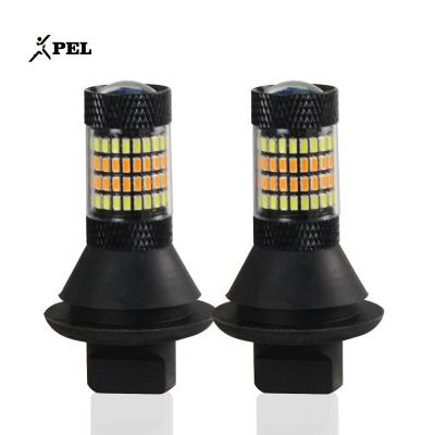 China High Quality Car DRL Turn Signal Dual Mode 2 in 1 Black White+Yellow Color BA15S Dual Color White&Yellow Coaster Light for sale