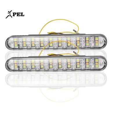 China 7.3 Inch Universal Dual Color Car Waterproof Light Bars Led Drl Yellow Shine Turn Signal Daytime Running Light For Cars 30LED-DRL for sale