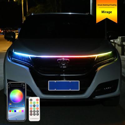 China PEL1.5/1.8M Car RGB Light Bars PEL1.5/1.8M Car RGB Exterior Hood Penetration DRL Strip Decoration Colorful Flexible Remote Control Car DRL for sale