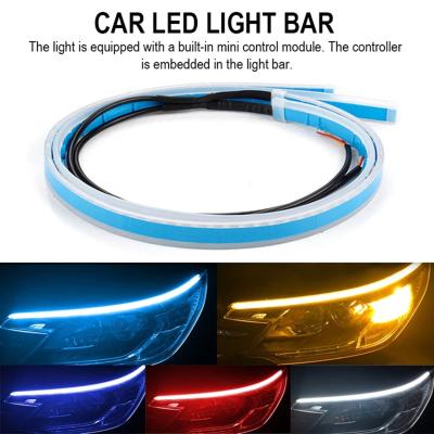 China ABS Plastic Universal Decorate 60cm Car LED Strip Lights Flexible Amber Turn Light DRL Headlight 12V Daytime Running Light for sale