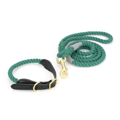 China 2021 Hot Sale Hand Made Stocked Solid Color Rope Dog Collar Ombre Cotton Rope Dog Leash for sale