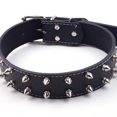 China Wholesale Custom Leather Pointed Dog Collar Personalized With Rivet Durable Pet Collar For Large Dogs for sale