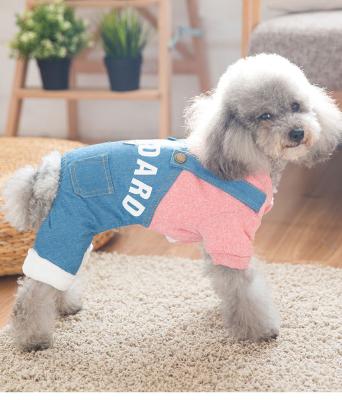 China Sustainable Dog Clothes Overalls Thickened Denim Pet New Dog Clothes Fall And Winter Wholesale for sale