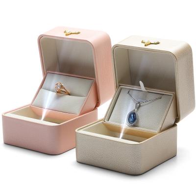 China DIGU Fashionable Custom Luxury Jewelry Box With Logo Necklace Wedding Ring Gift Box Led Light Jewelry Packaging Box for sale