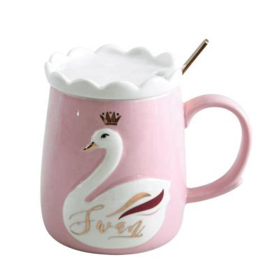 China Wholesale High Quality Creative Cartoon Swan Shaped Mug Cartoon Mugs Ceramic Coffee Mug for sale