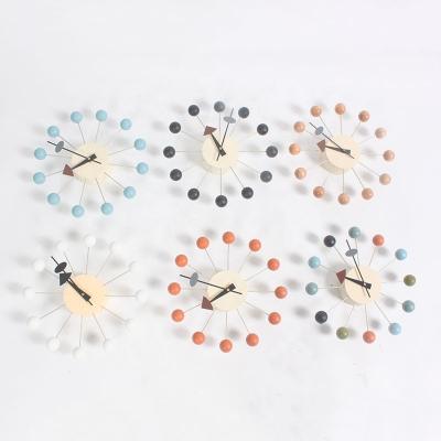 China Europe Fashion Background Wall Nelson Contracted Color Ball Clock Candy Wall Clock for sale