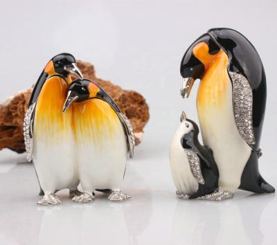 China Lovely Traditional Enamel Alloy Lovers Penguin Jewelry Box Supply Items for sale