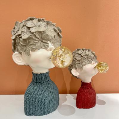 China CLASSIC Nordic lightweight luxury the latest version resin handwork creative blowing bubble boy home decoration for sale