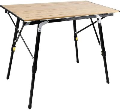 China MW03 Camping Outdoor Activity Camping Picnic Folding Telescopic Wood Grain Table for sale