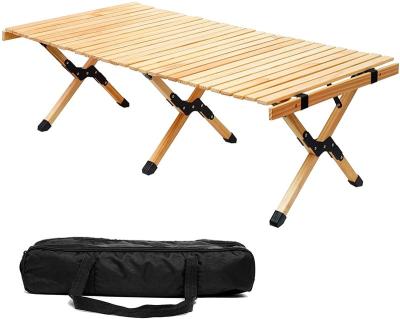 China Outdoor Camping Portable Wooden Activity Picnic Folding Egg Roll Table for sale