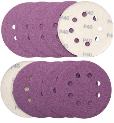 China Purple Sanding Paper Grinding Disc 125mm In Ceramic Material Automotive Sanding Disc for sale