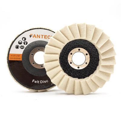 China 100% Stainless Steel Factory Direct Sales Premium 4-1/2*7/8 Inch2 Wool Fin Disc Buffing Polishing Wheels for sale