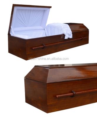 China XH-28 American Style Paulownia Wood and Pink Crepe Funeral Casket for sale