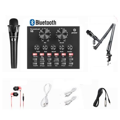 China Home Use USB Live Sound Card V8 External Sound Card with MIC for Phone PC Music Studio for sale