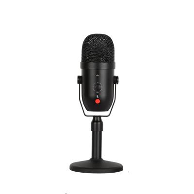 China Mini Exquisite Condenser Microphone Cardioid Microphone with Earphone Jack One-Key Mute USB Mobile Microphone for sale