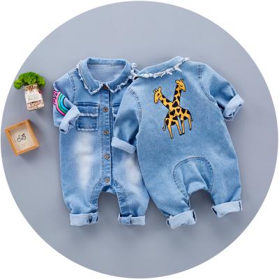 China Bulk Buy Long Sleeve Infant Clothes Cute Baby Long Sleeve Denim Empty Romper From China for sale